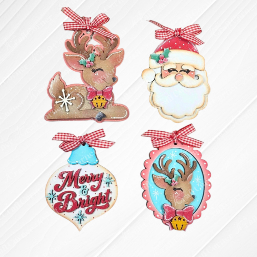Retro Christmas Ornaments - DIY holiday craft kit - Choice of 4