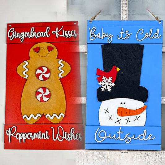 Gingerbread Kisses/Cold Outside - Reversible Door Hanger