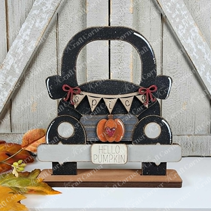 Reversible Fall/Christams Vintage Truck Shelf Sitter - DIY home decor craft kit - set of 1