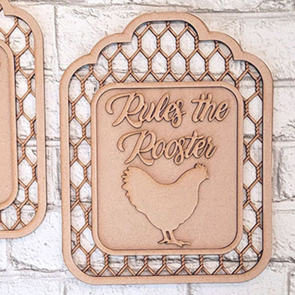Rules the Roost/Rules the Rooster Door Hanger