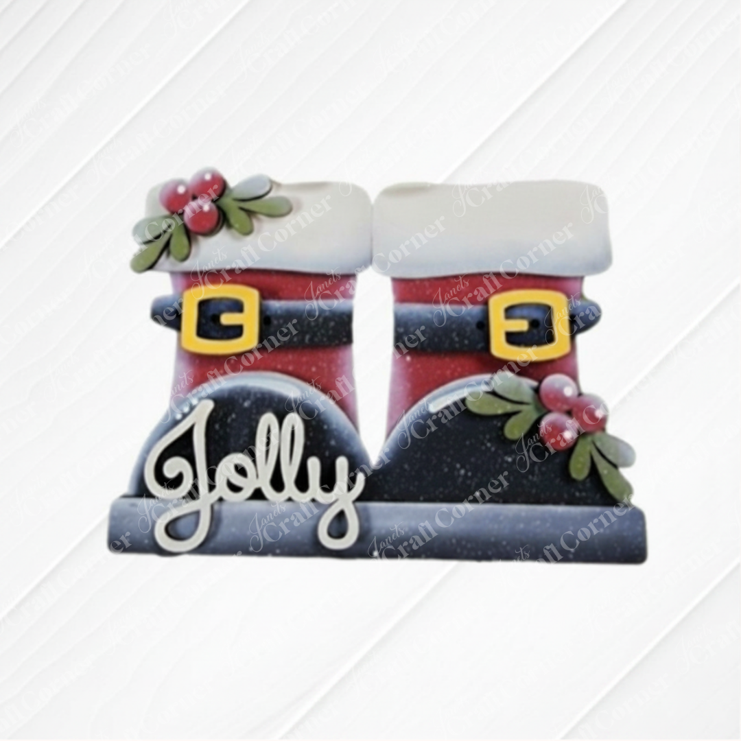 Santa Boots Shelf Sitter - DIY seasonal home decor craft kit - set of 1