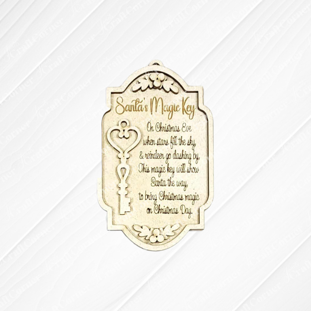 Janet's Craft Corner North Pole Ornaments DIY seasonal home decor kit includes a decorative plaque with "Santa's Magic Key," festive ornaments, and a poem explaining how Santa uses the key to deliver Christmas magic. Set of 1.