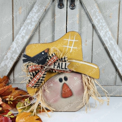Scarecrow Face Shelf Sitter - DIY home decor craft kit - set of 1