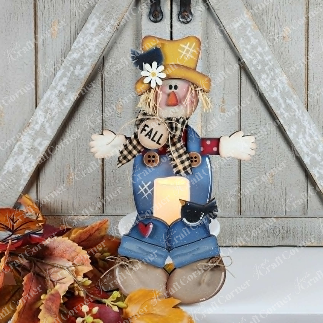 Scarecrow Votive Holder Shelf Sitter - DIY home decor craft kit - set of 1