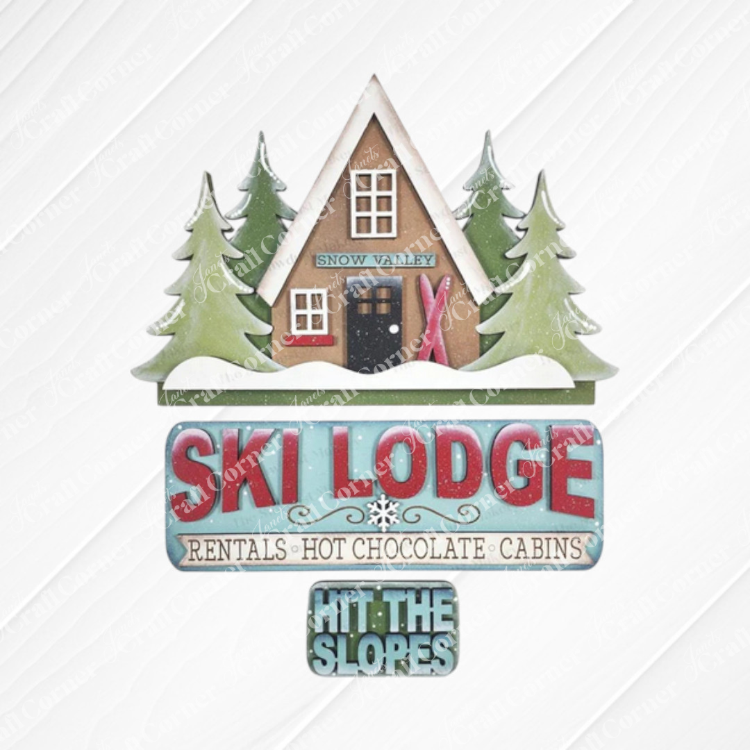 Ski Lodge Interchangeable Insert - DIY seasonal home decor craft kit - 1 set of 3 pieces