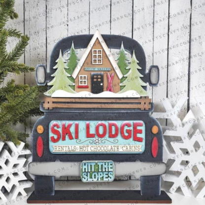 Ski Lodge Interchangeable Insert - DIY seasonal home decor craft kit - 1 set of 3 pieces