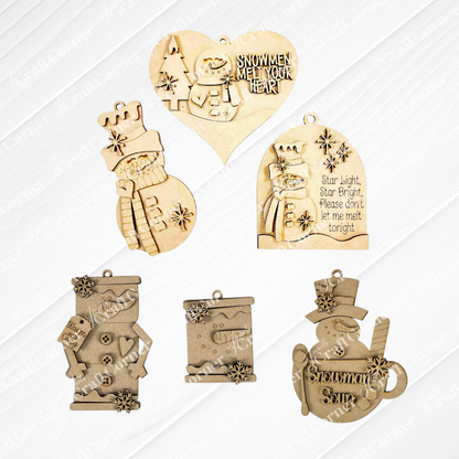 Snowman Ornaments - DIY holiday craft kit - Choice of 6