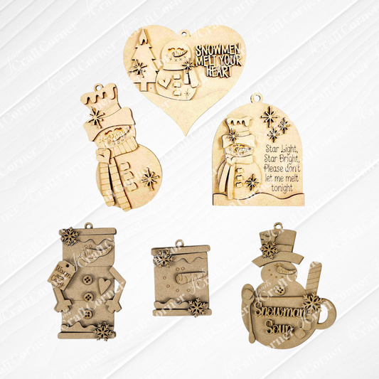 Snowman Ornaments - DIY holiday craft kit - Choice of 6
