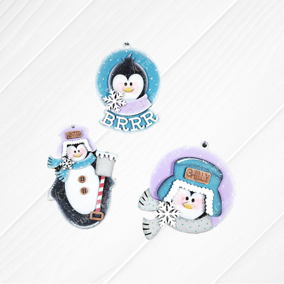 Winter Penguin Ornaments - DIY holiday craft kit - Choice of 3