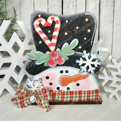 Sweet Snowman Lighted Shelf Sitter - DIY home decor craft kit - Set of 1