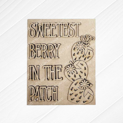 The Sweetest Berry Switchable Farmhouse Sign by Janet's Craft Corner is a DIY seasonal home decor craft kit featuring "Sweetest Berry in the Patch" plus etched strawberries, leaves, and flowers—perfect for charming your space.