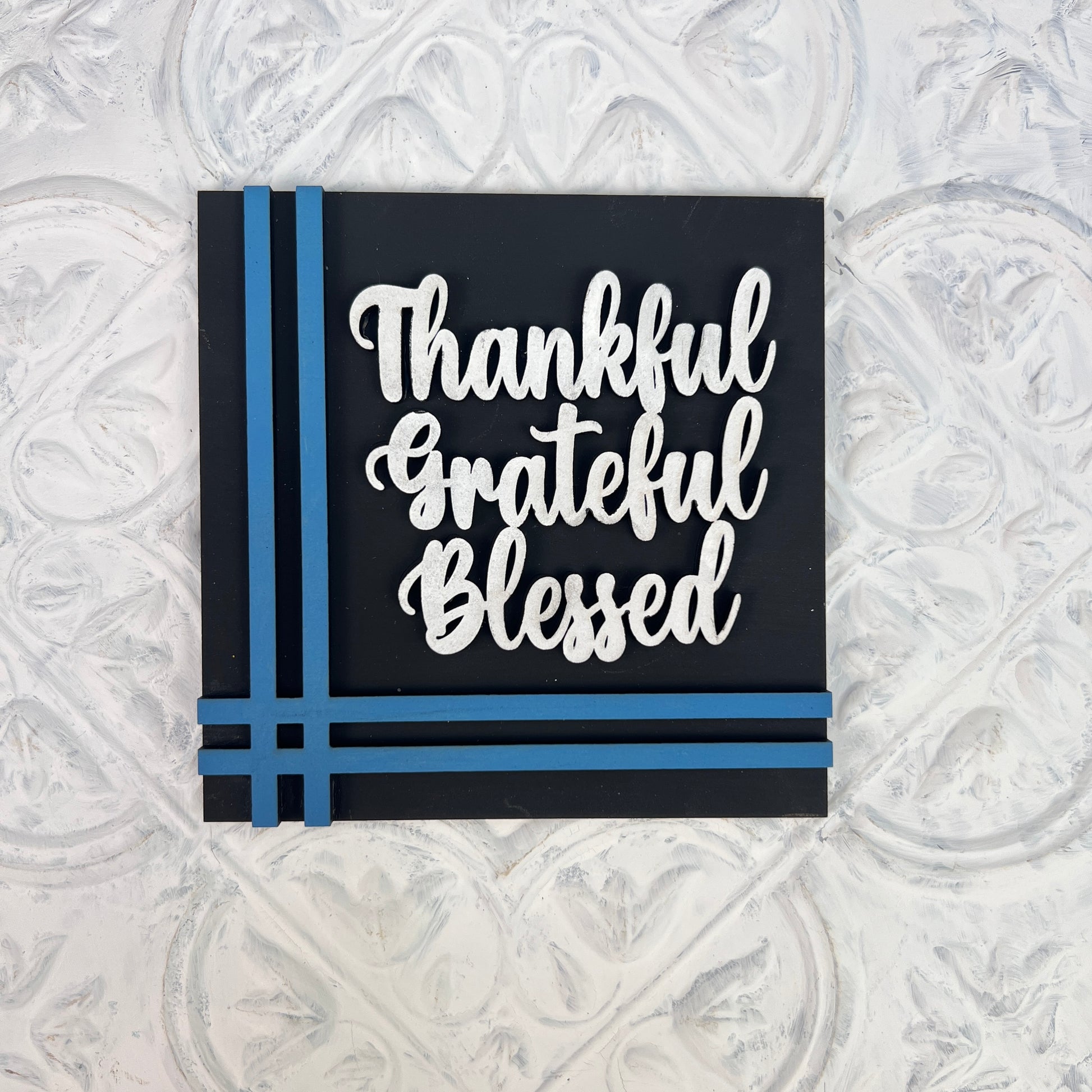 Thankful Grateful Blessed Thanksgiving Interchangeable Square painted sample by Janet's Craft Corner