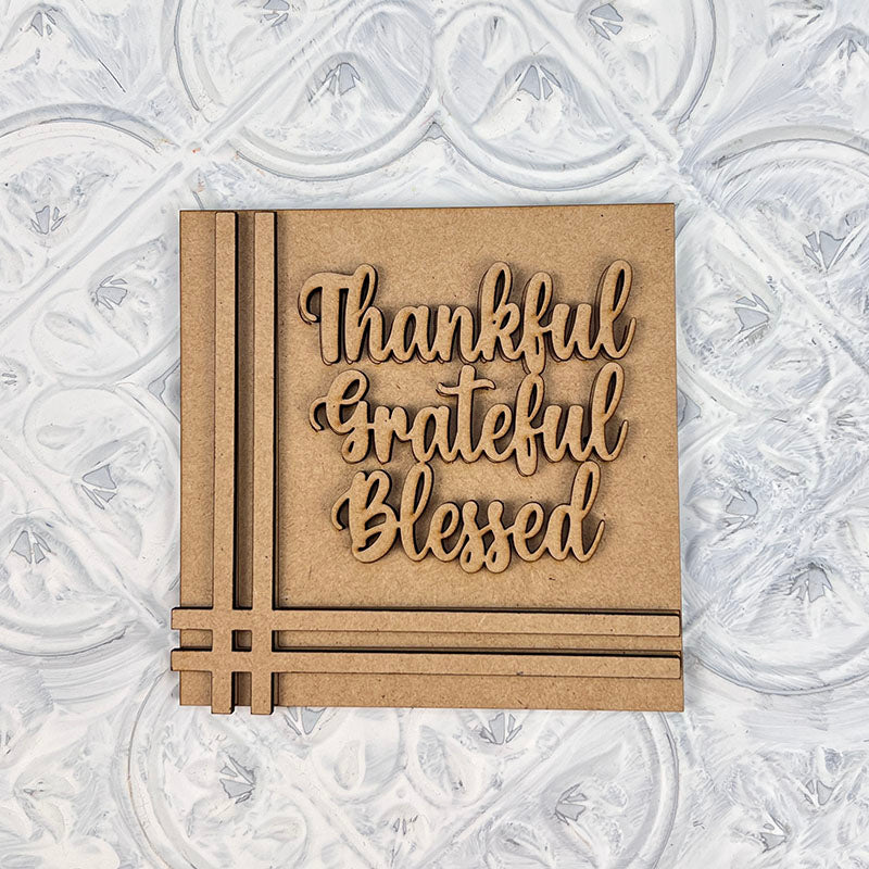 Thankful Grateful Blessed Thanksgiving Interchangeable Square DIY craft kit by Janet's Craft Corner