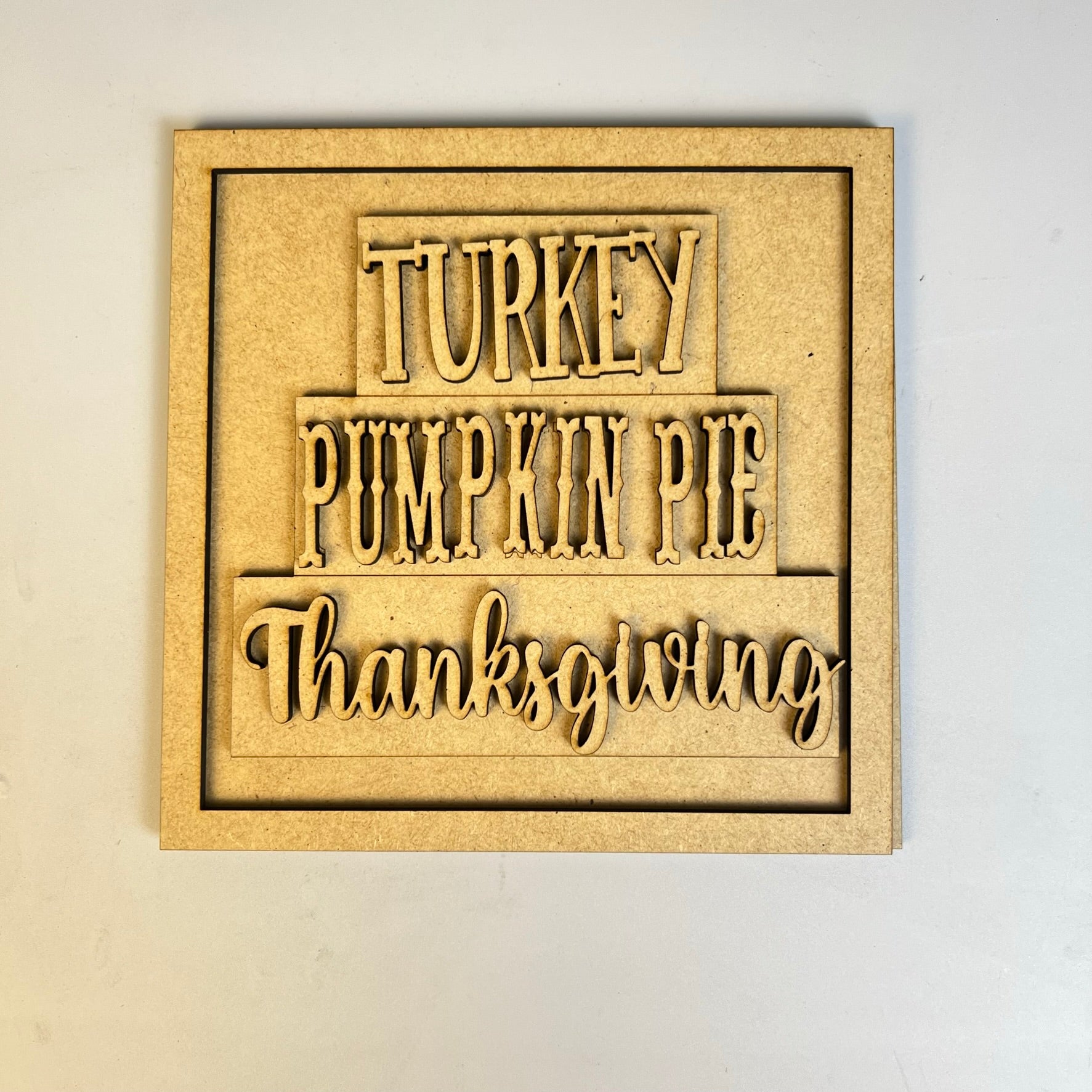 Turkey, Pumpkin Pie, Thanksgiving Word Block Interchangeable Square DIY craft kit by Janet's Craft Corner