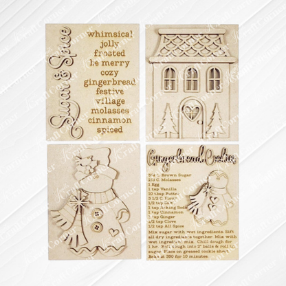 Janet's Craft Corner Victorian Gingerbread Switchable Farmhouse Signs DIY kit includes 4 rectangular wood signs—perfect for festive seasonal home decor. 