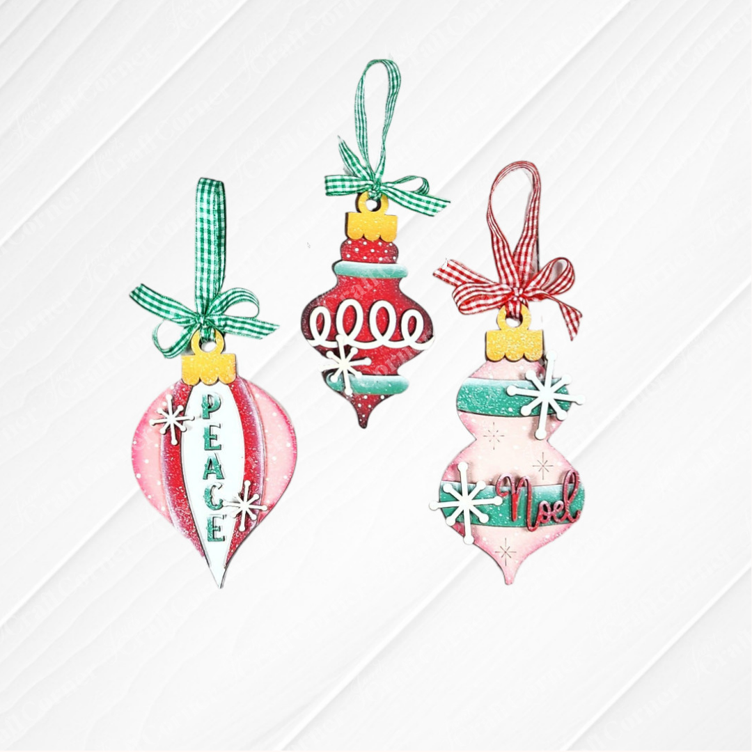 Vintage Mid-Century Ornaments - DIY holiday craft kit - Choice of 3