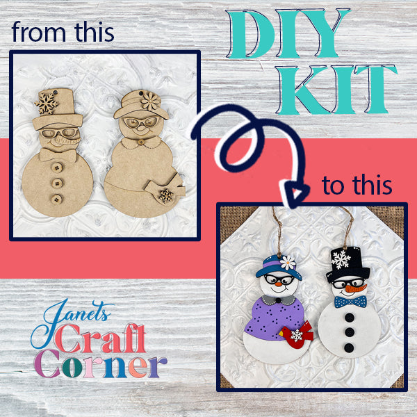 Vintage Snow Couple Ornaments | DIY Decoration Kits