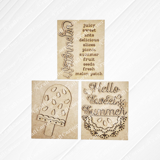 Add a touch of summer with Janet's Craft Corner's Vintage Watermelon Switchable Farmhouse Sign—a DIY seasonal home decor kit featuring laser-engraved designs, perfect for brightening your space. Set of 1.