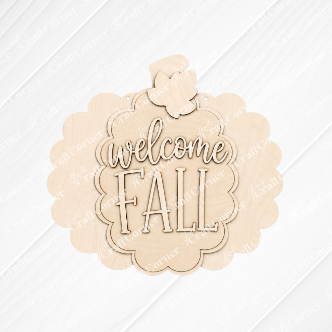 Welcome Fall Pumpkin Wall Hanger - DIY home decor craft kit - set of 1