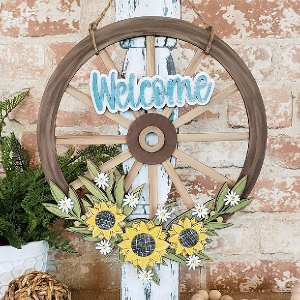Welcome Floral Wagon Wheel Overlay