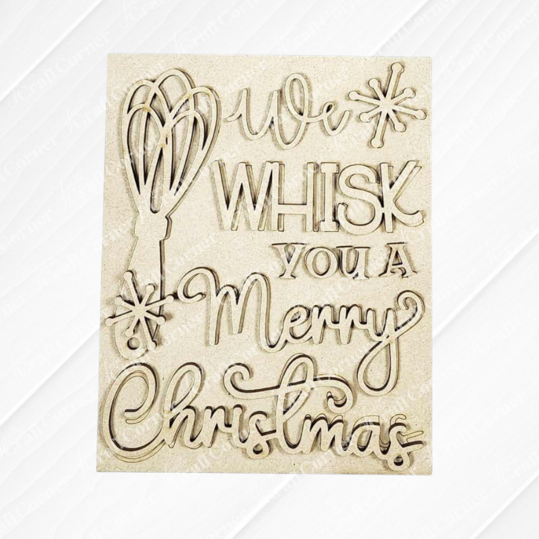 Janet's Craft Corner Christmas Baking Switchable Farmhouse Signs DIY craft kit offers 3 charming designs with playful lettering and whisk illustration—perfect for festive kitchen decor or seasonal sign swaps.