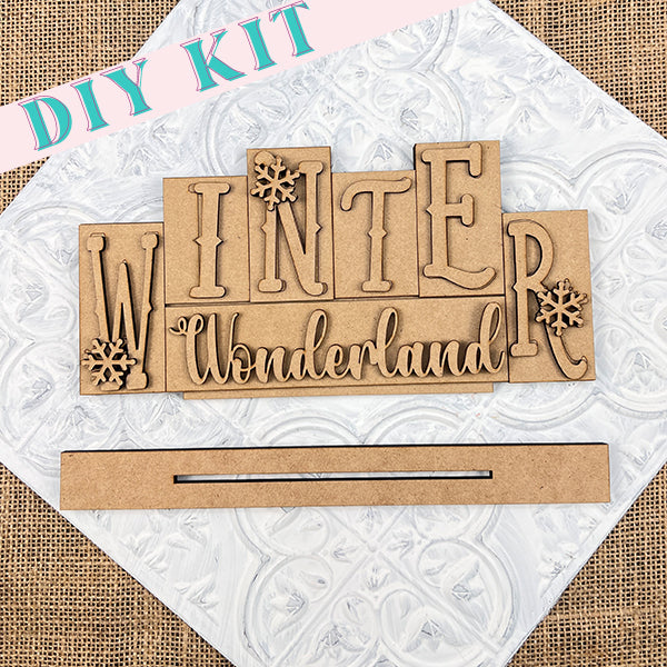 Winter Wonderland Mini Word Block Shelf Sitter