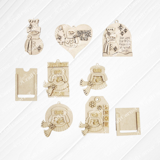 Winter Snowman Ornaments - DIY craft kits - Choice of 7