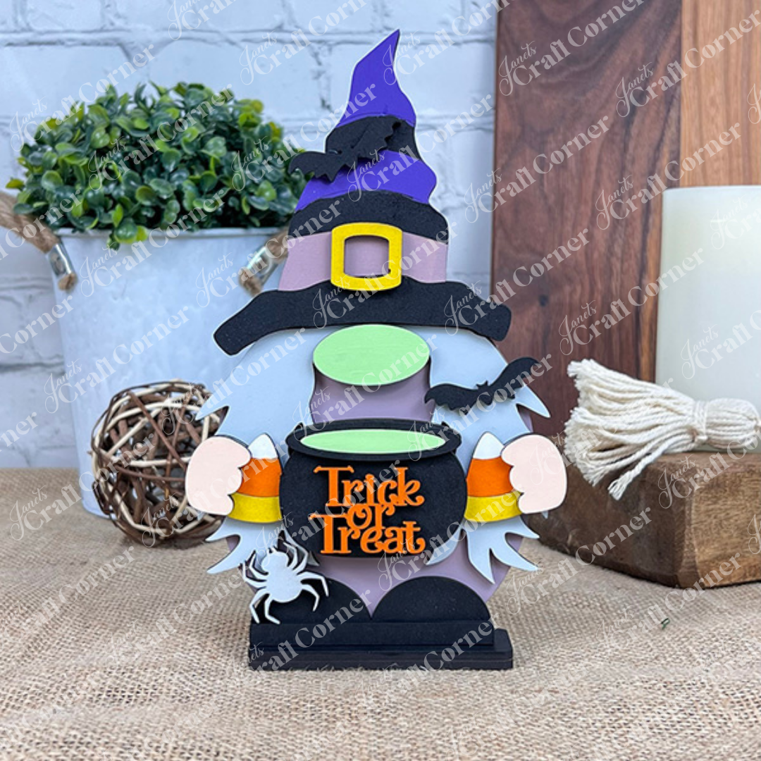 Witch Gnome Shelf Sitter - DIY seasonal home decor craft kit - Set of 1