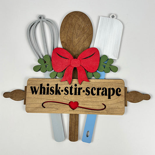 Whisk Stir Scrape Utensils - DIY Door Hanger